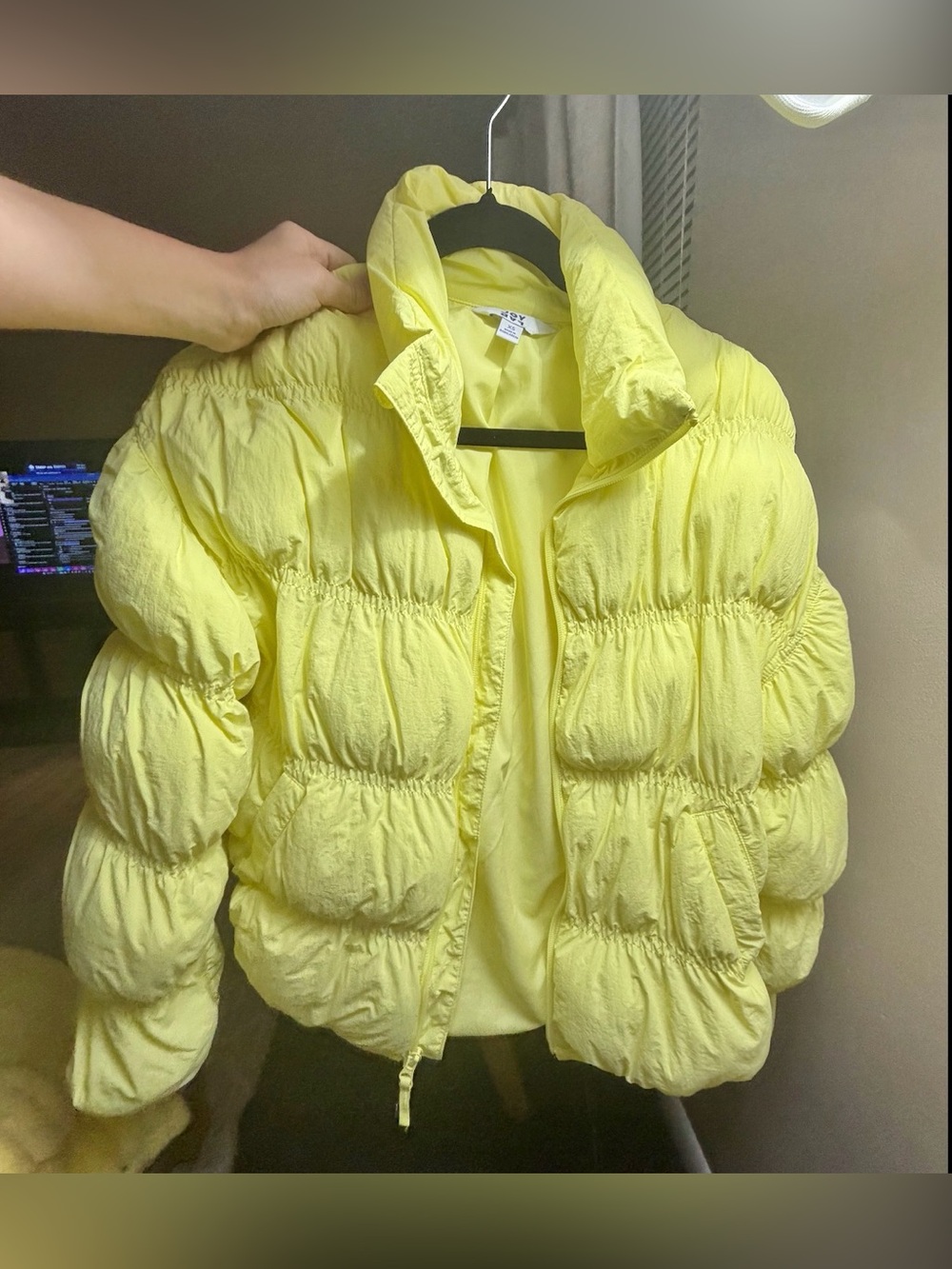 JoyLab Bright Yellow Quilted Puffer Jacket